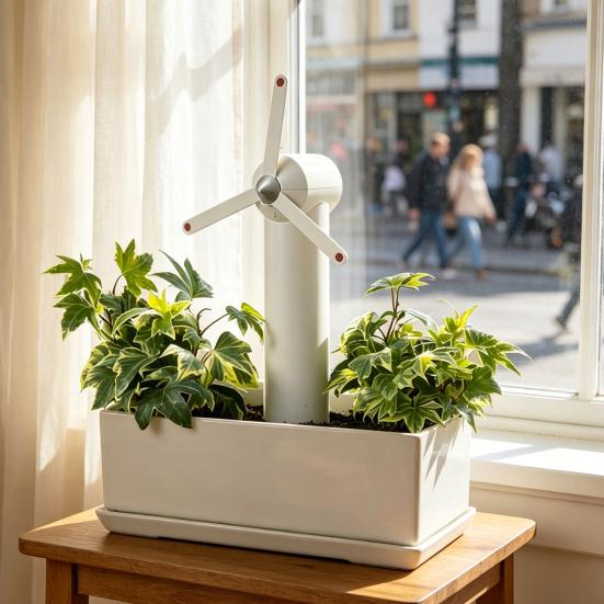 Spinning Windmill Plant Waterer Planter Insert Windmill Hydrator Decorative Automatic Plant Irrigation Spike for Indoor Outdoor Potted