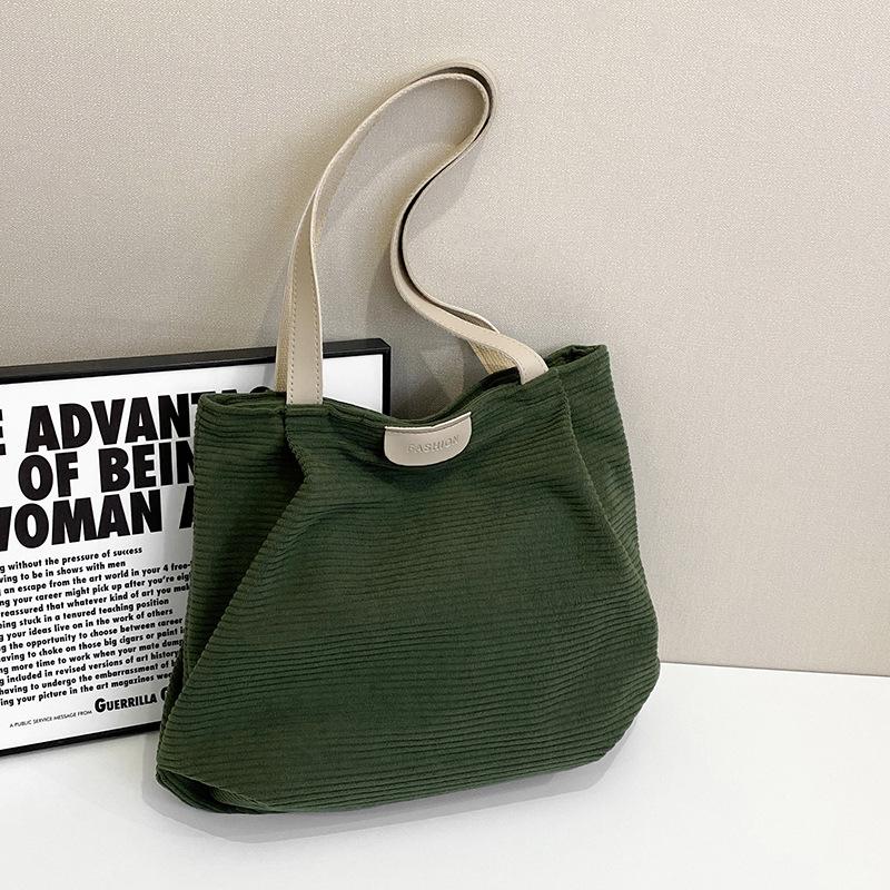 

Повседневная большая сумка-тоут, вельветовая сумка, новая осенне-зимняя наплечная сумка, сумка для поездок на работу зелёный