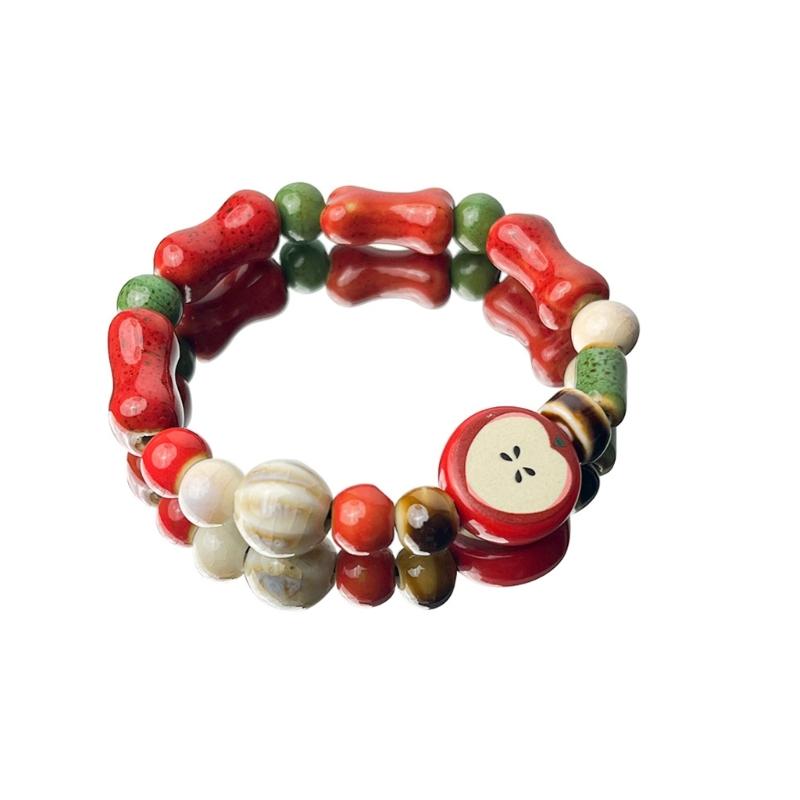 Comfortable Elastic Band Ceramic Bead Bracelet Featuring Rainbow Colors Fashion Statement Bracelet for Gift Giving 1