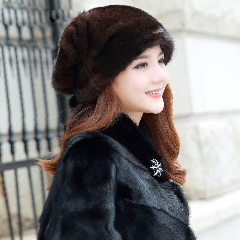 Imitation Mink Ear Protection New Autumn and Winter Warm Mink Hair Hat Women's Whole Mink Women's Top Hat Fur Hat