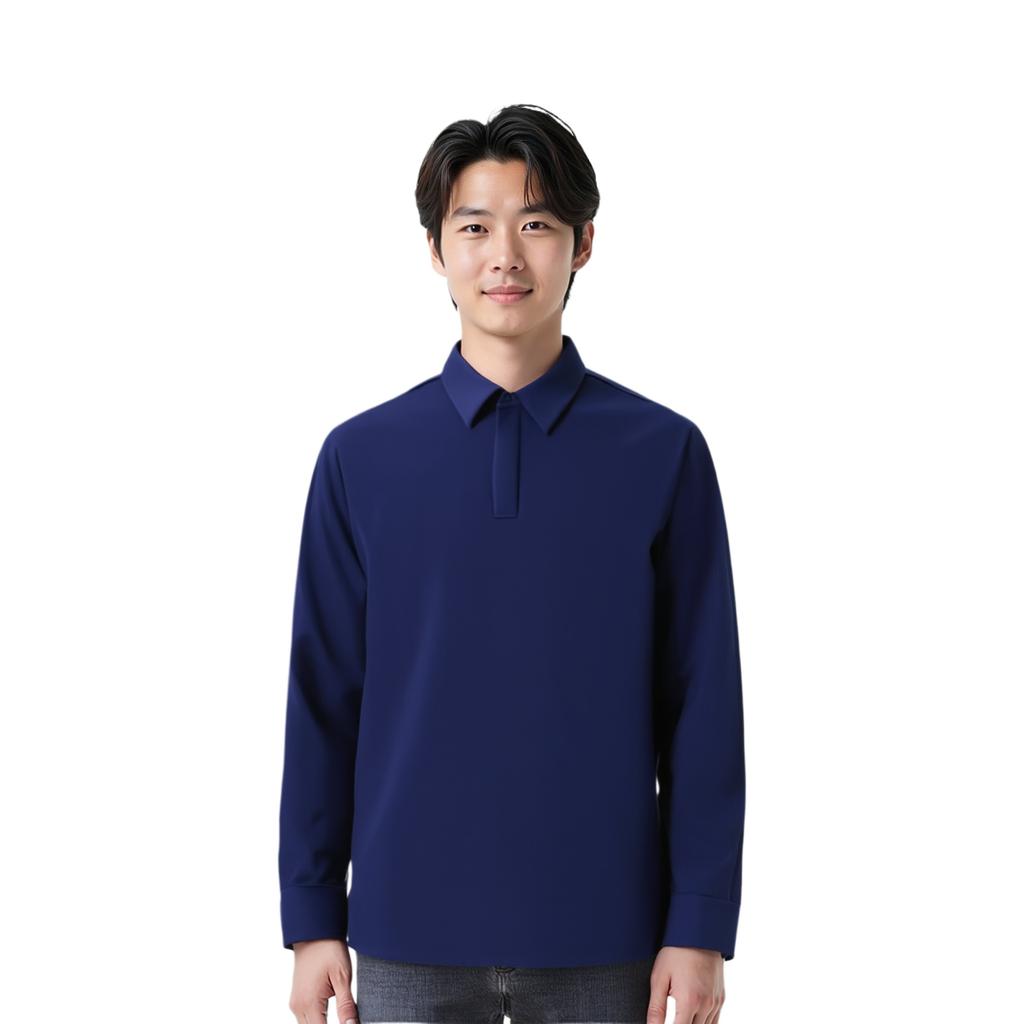 Anta Champion All-Weather Series Solid Color Comfortable Breathable Versatile Casual Fleece Warm Sports Long Sleeve Polo Shirt Men tops 152510409-2