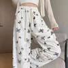Wasteland Style Ripped Butterfly Printed Casual Pants for Women In Summer New Design Draped Straight Wide-leg Pants