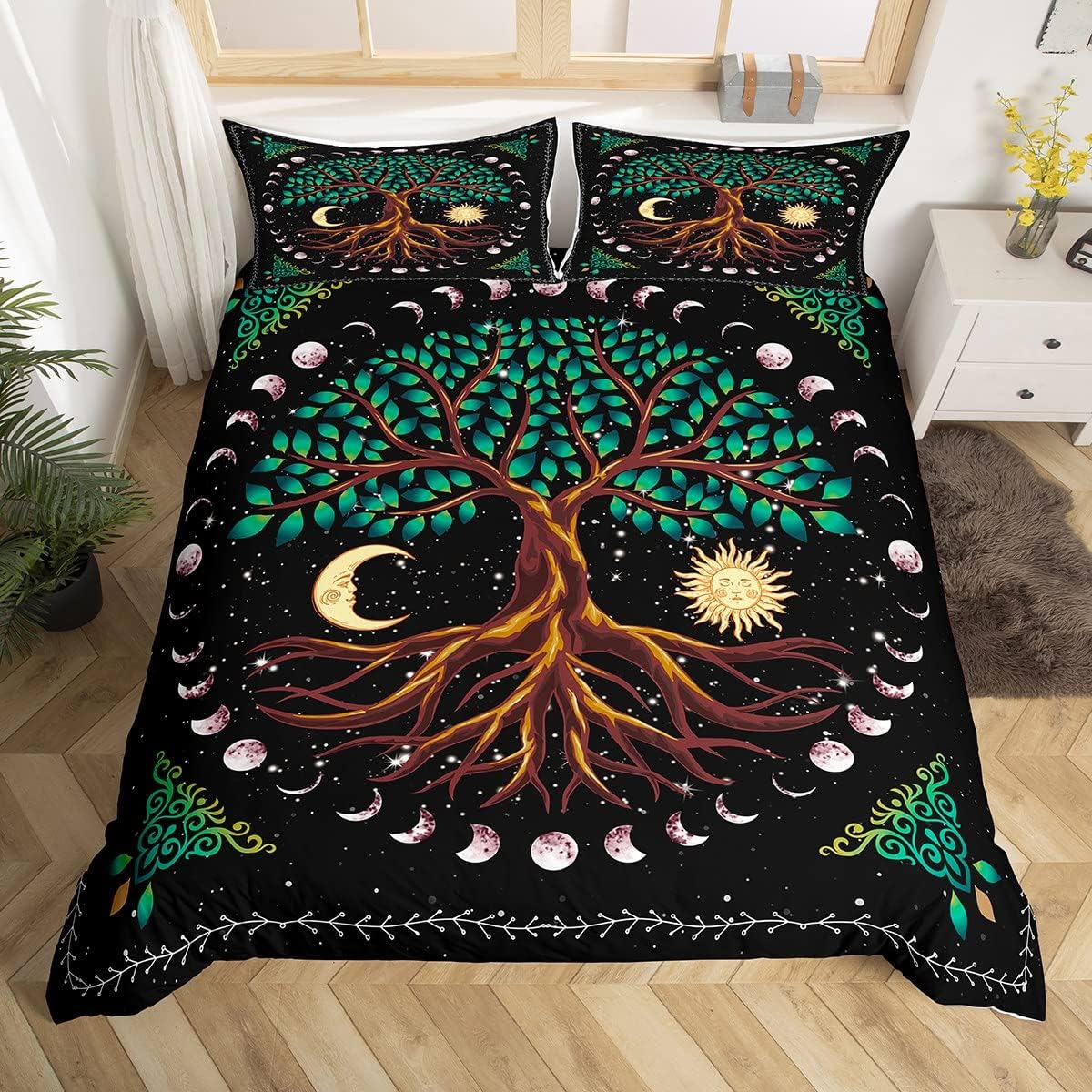 

Sun and Moon Psychedelic Duvet Cover Set King Size Geometric Creative Colorful Bedding Children Teenagers Adult Room Decoration EU Single(135x200cm)