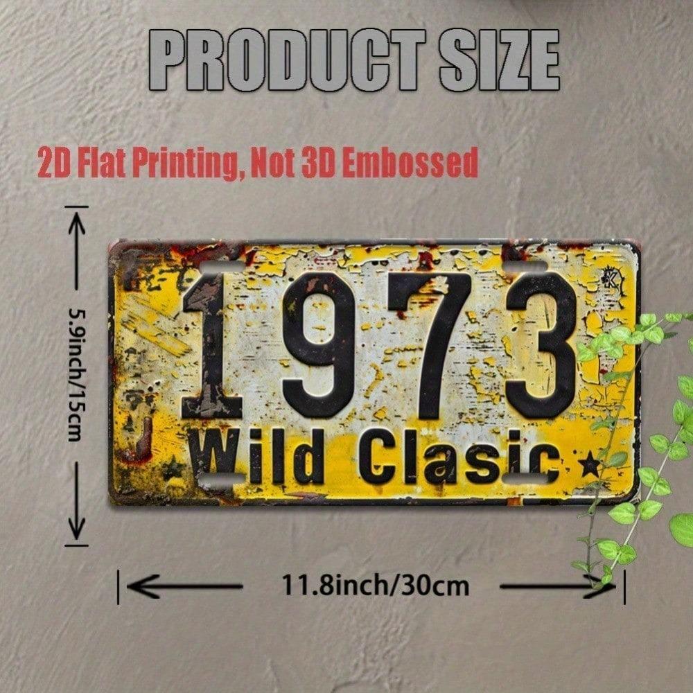 Vintage 1973 Classic Metal License Plate Wall Art 11.8x5.9 Inches Rustic Aluminum Sign for Garage Man Cave Retro Outdoor Decor