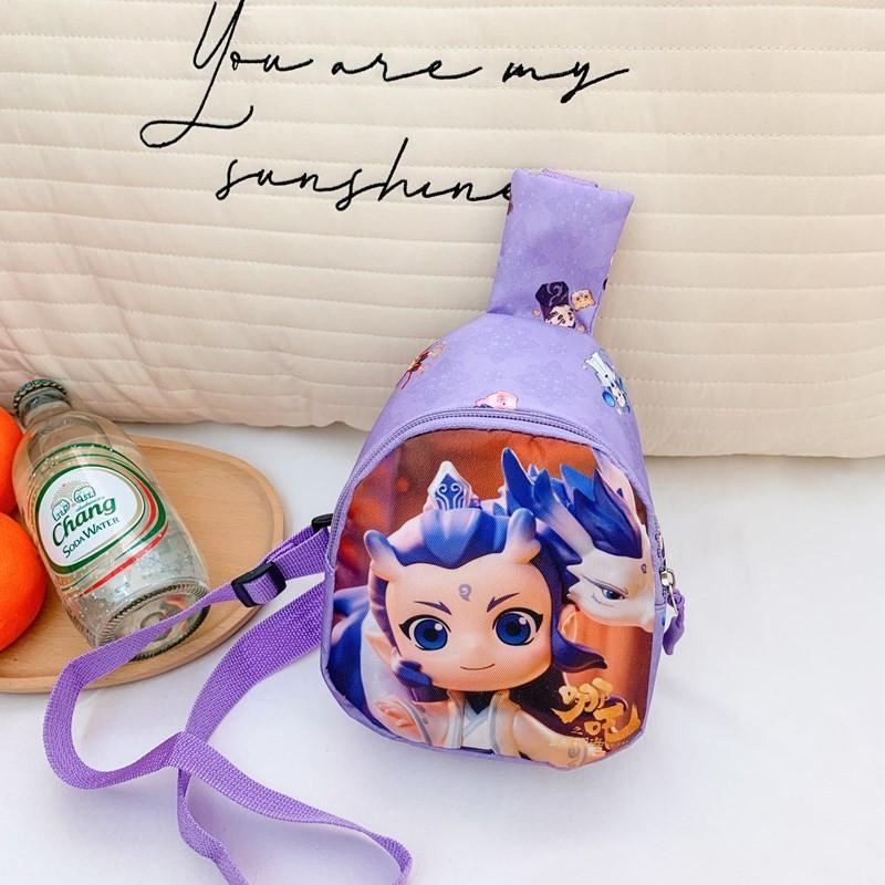 Ne Zha Ao Bing Print Kids Chest Bag With Polyester Fabric And Breathable Design For Preschool Children