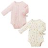 MIKI HOUSE HOT BISCUITS Long Sleeve Body Shirts (2-Piece Set) (Front Opening) 74-9935-579 (60cm, Pink)