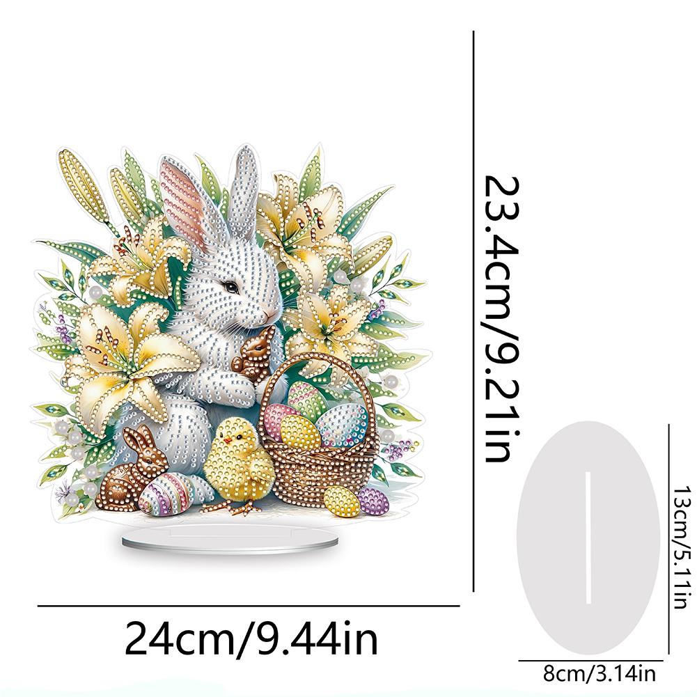 Special Shape Diamond Painting Tabletop Ornaments Kit Cute Rabbit Easter Desktop Diamond Art Kits Egg Flower for Adults Beginner