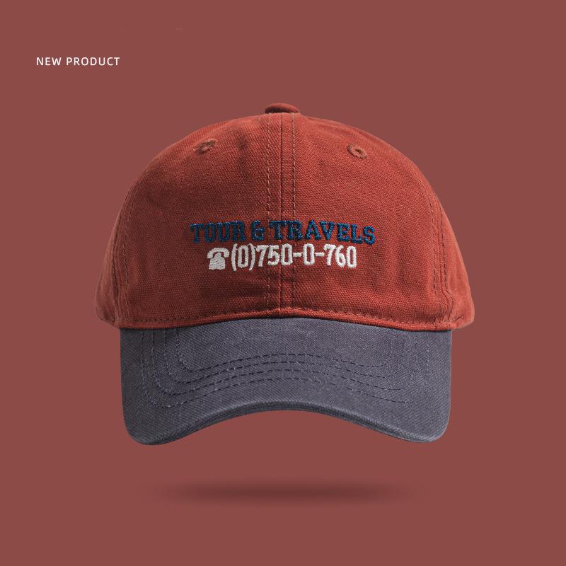 Retro color matching baseball cap children street sunshade embroidery soft top men show face small parent-child peaked cap tide