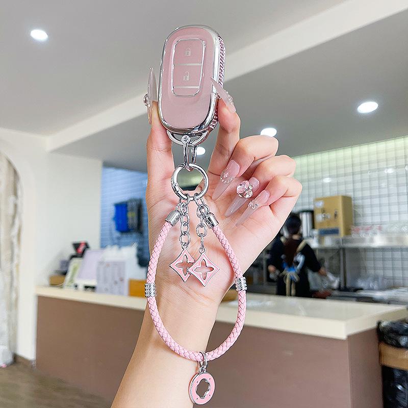 Premium Women's Car Key Case for Honda Accord, Civic, CR-V, Fit, Odyssey, Vezel, Lingpai, and XR-V