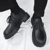 Fashion Leather Shoes Spring Men Platform British Brand Casual Retro Loafers Height Increasing Trend Black Formal Shoes