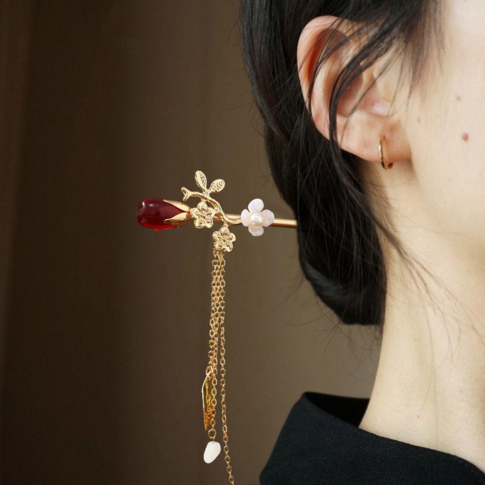 

Кисточка Цветок хурмы Ханьфу Орнамент Женская палочка для волос Заколка для волос в китайском стиле Застежка для волос Вилка для волос