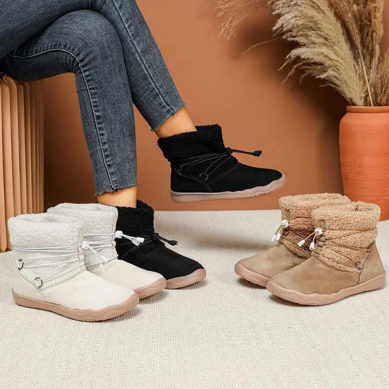 Women's New Autumn and Winter Fashion Snow Boots Comfortable Soft-Soled Fleece-Lined Casual Plush Short Boots for Young Girls
