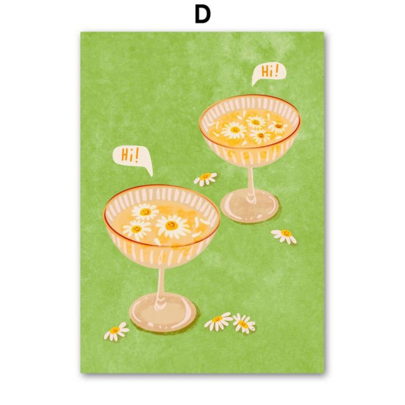 Abstract Girl Red Wine Cherry Flowers Wall Art Canvas Painting Illustration Posters And Prints Pictures For Living Room Decor