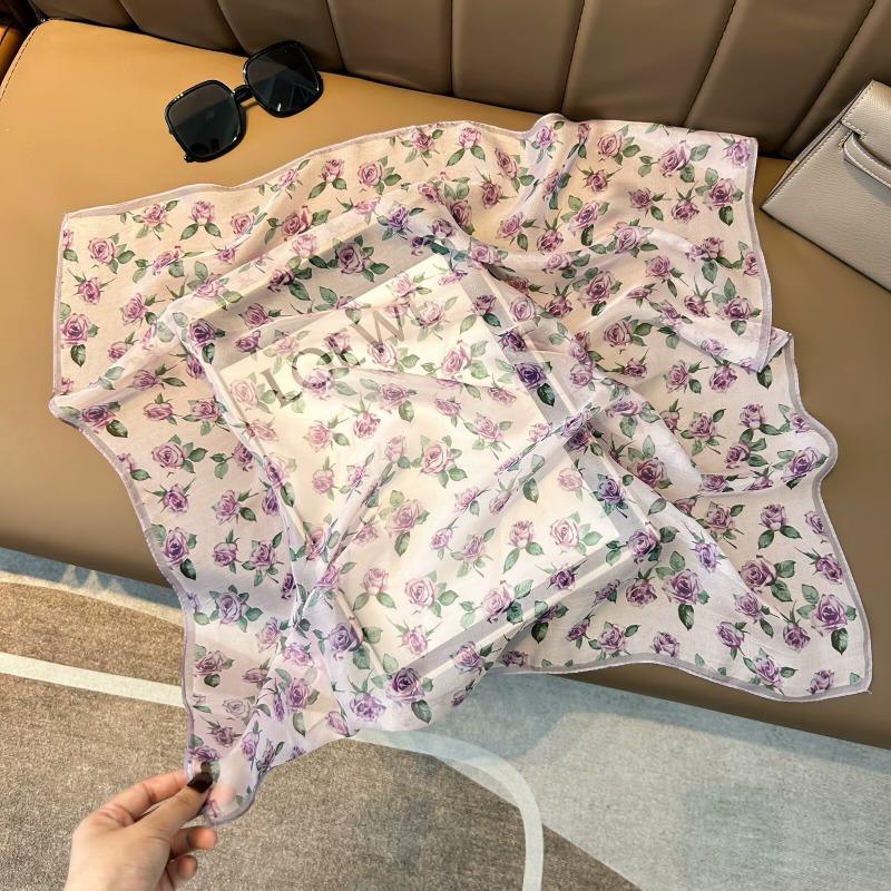 Spring and Summer New Thin Silk Chiffon Silk Scarf Women's Simple Atmospheric Polka Dot 100 Mulberry Silk Silk Scarf Breathable Scarf