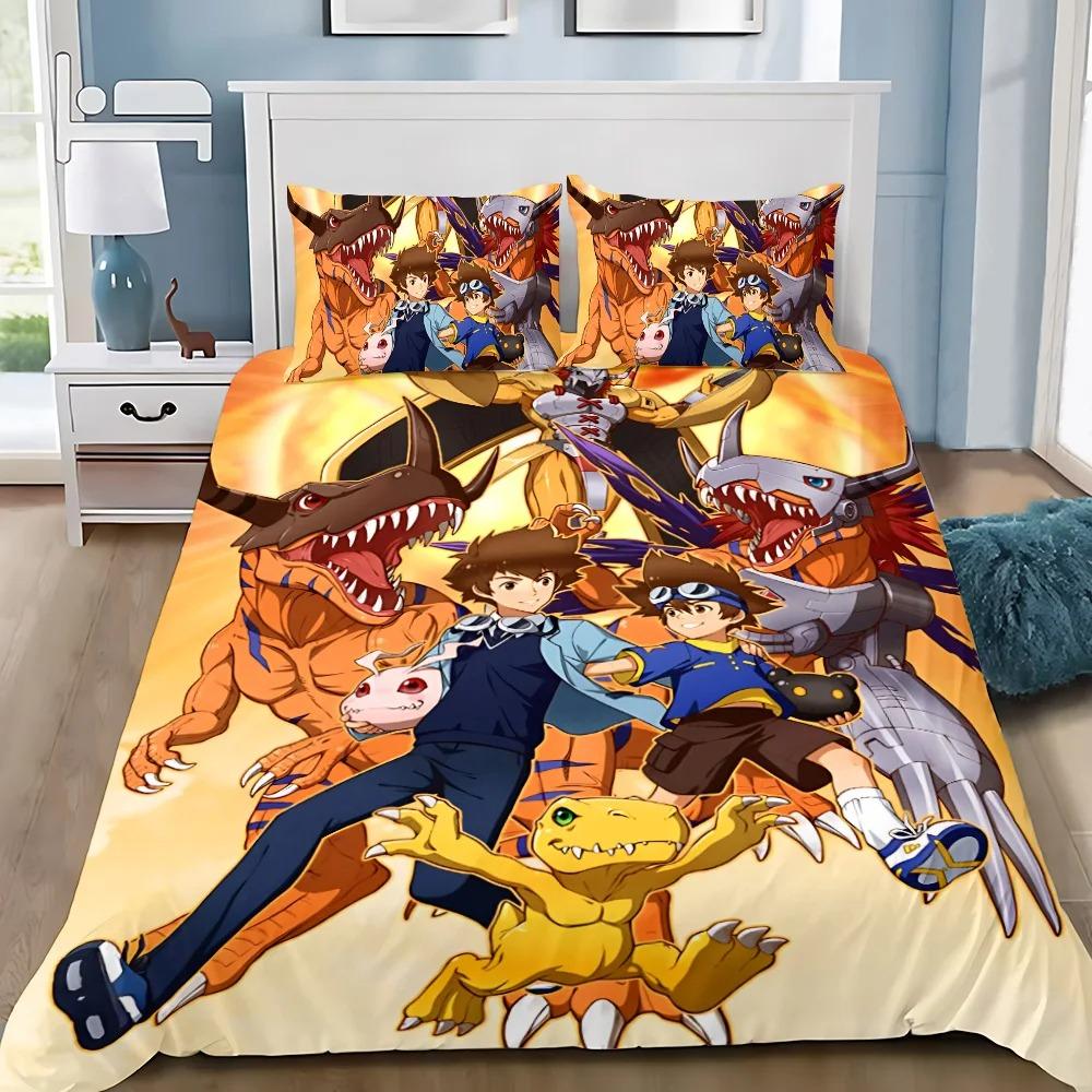 Exquisite 3D Digital monster Wallpaper Digimon Digital Printing Bedding Set Duvet Cover Comforter Bed Girls Boys Gift
