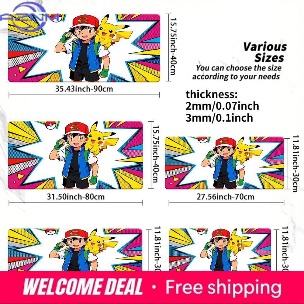 Ash Pikachu Comic Burst Gaming Desk Mat NonSlip Washable Mouse Pad 30x80x0.2cm