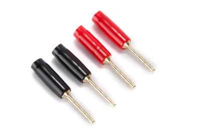 Pin Plugs Set of AUDIO Small Speaker Terminal Pin Plug Inner Gold with of Straight - 4WYVERN Push-Type Plugs, Set, 3.18mm Diameter, Plated, Boots!