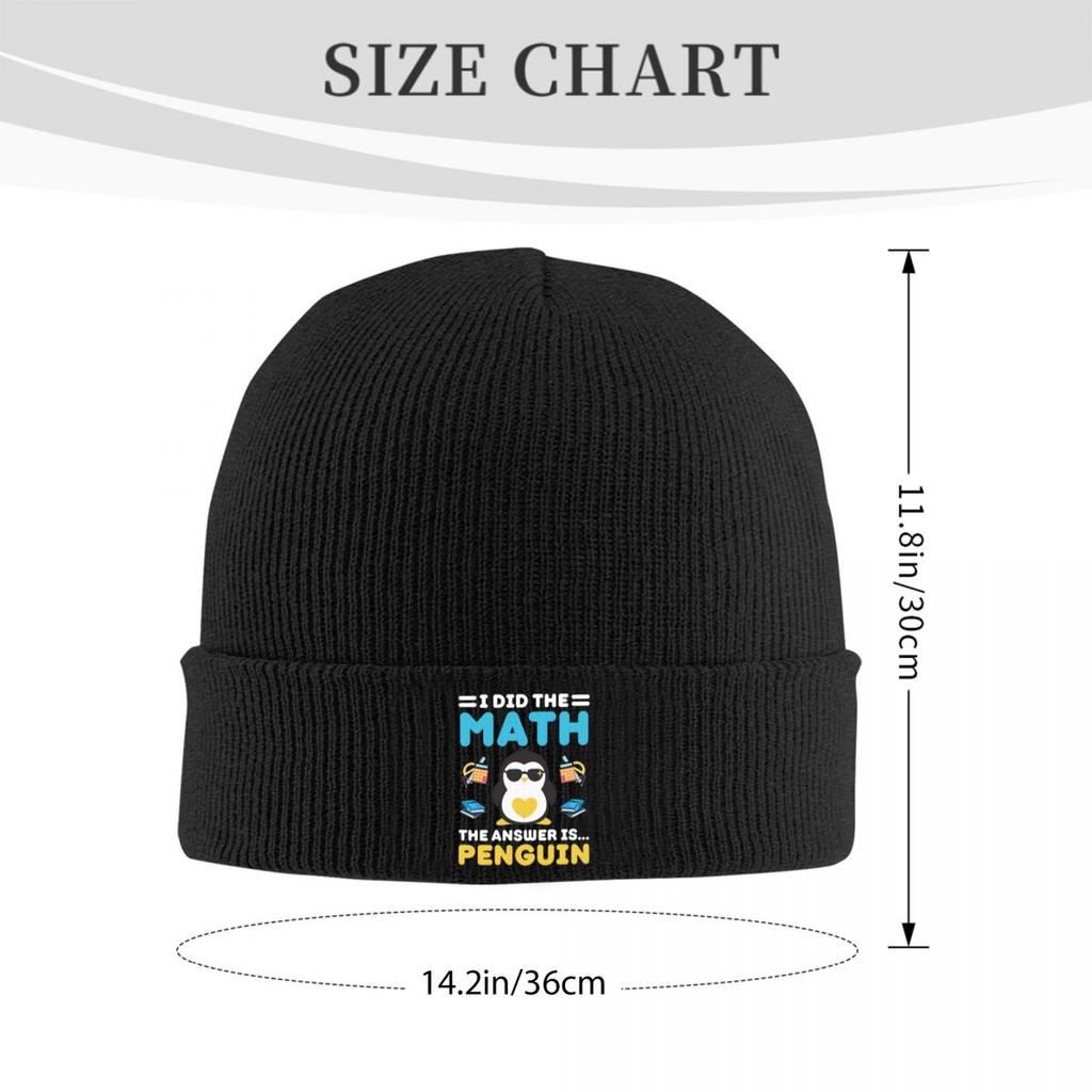 I Did The Math The Answer Is Penguin Funny Mathematician Knitted Cap Bonnet Hat Autumn Winter Beanies Hats for Men Women Adult