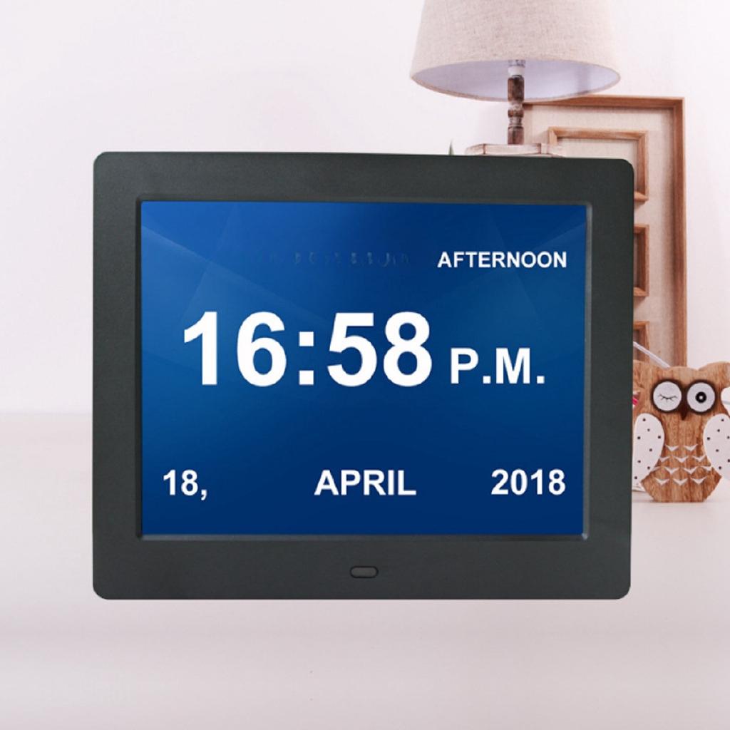 White/Black Remote Control Digital 8'' LED Calendar Clock Alarm Large Letter Multimedia & travel home office Desk Clocks