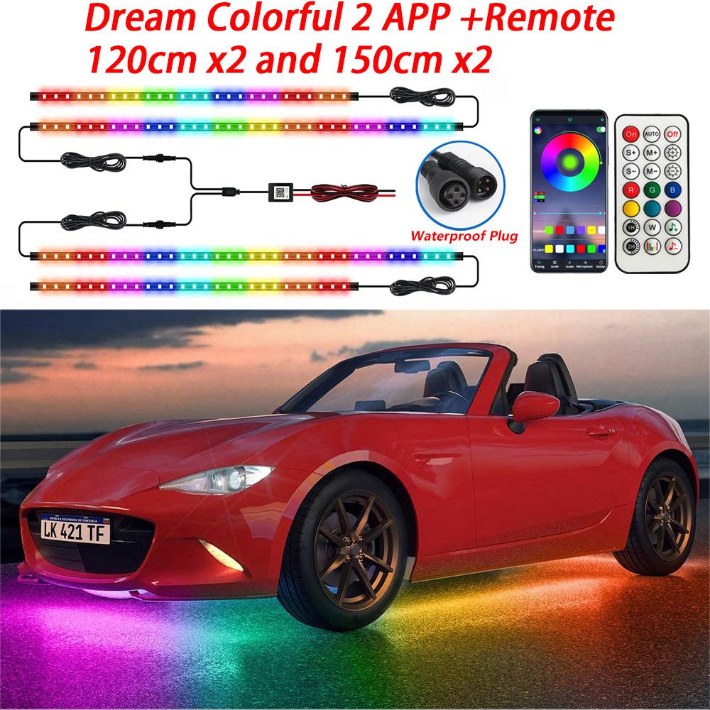 Neon Car Flexible Underglow Strip Light LED Underbody Ambient Light with App Control RGB Auto Atmosphere Decorative Lamps 12V