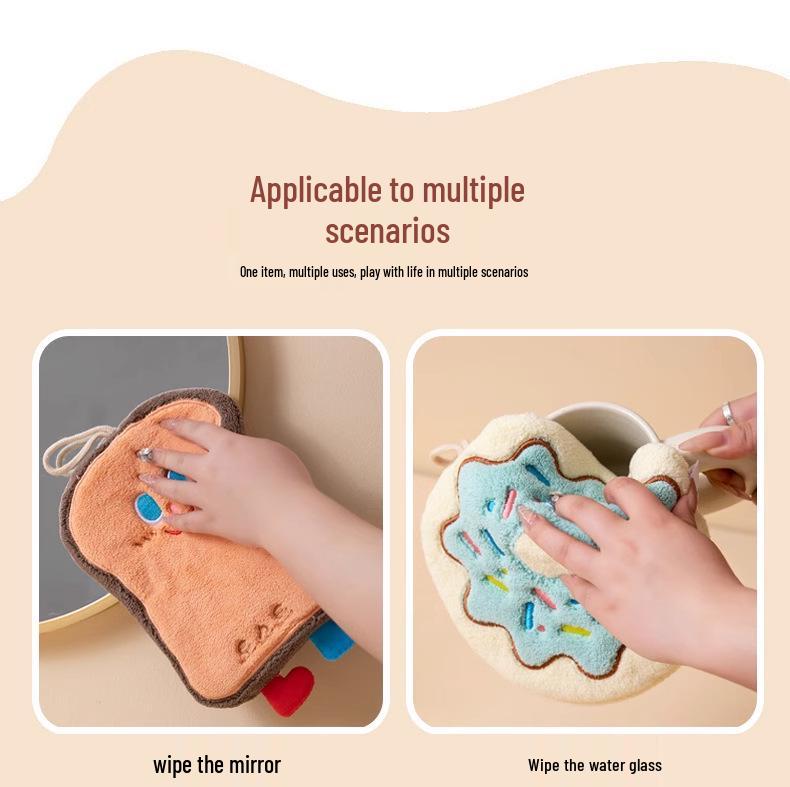 Free Shipping: Korean Style Cartoon Hand Towel - Absorbent, Quick-Drying Coral Fleece for the Kitchen