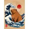Japanese Great Wave of Animal Capybara Lion Shiba Inu Tiger Vintage Poster Canvas Printing Wall Art Picture for Room Home
