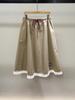 Korean Drawstring A-line Gathered Waist Umbrella Midi Skirt for Women
