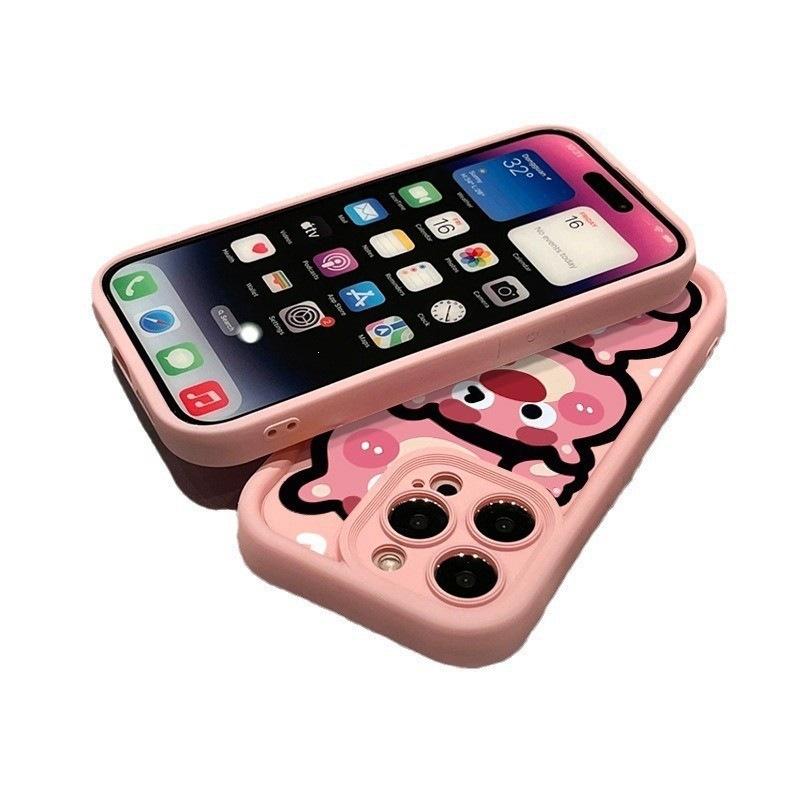 Applicable to iPhone15/16promax mobile phone case 13 Huawei glory Xiaomi red rice ins couple strawberry bear