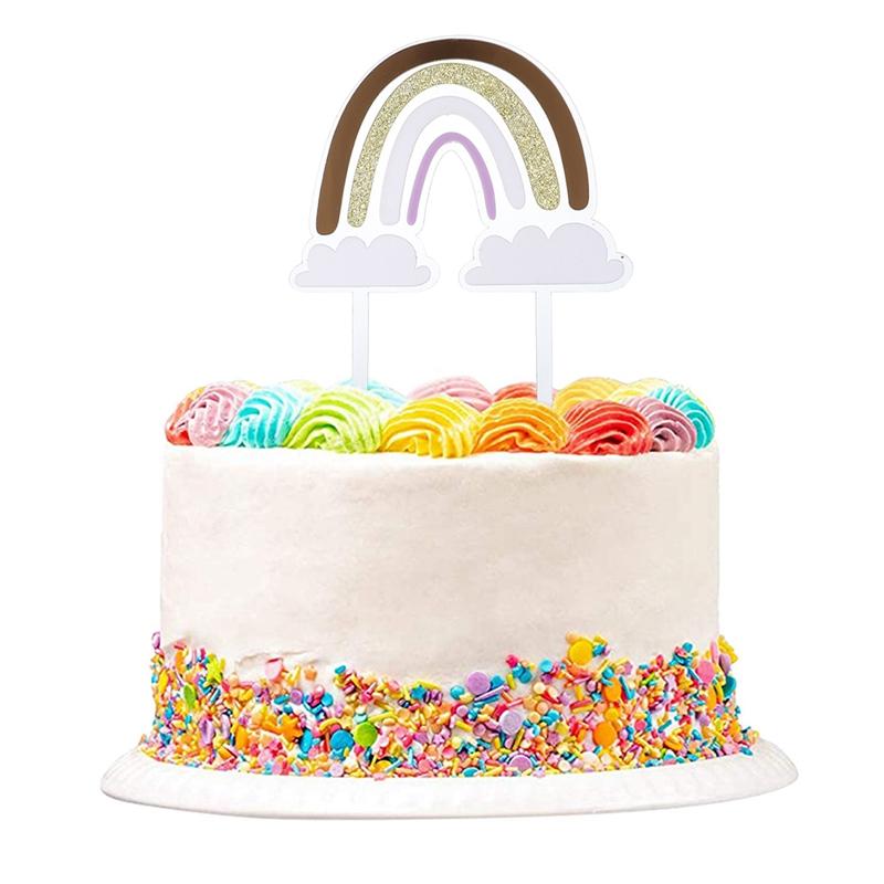 

Cloud Rainbow Cake Topper Gold Acrylic Boys Girls Party Favors Gift Cake Toppers For Baby Shower Dessert Decoration Tool золотой