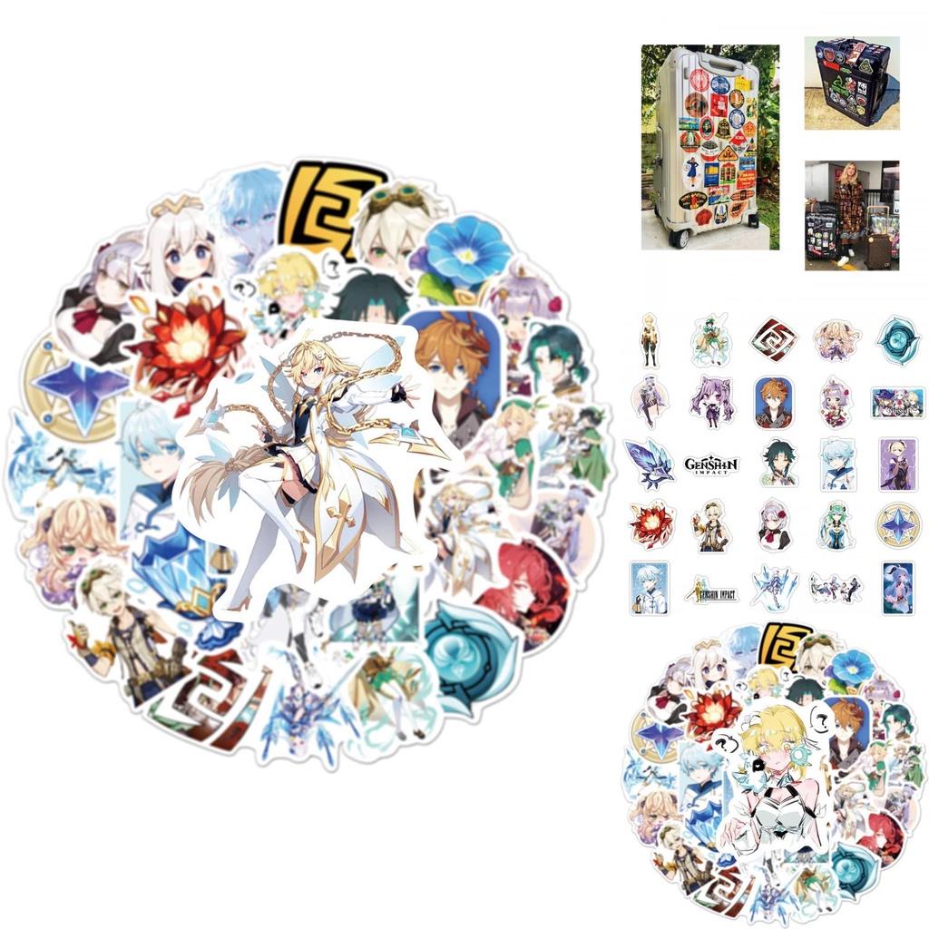 50pcs Genshin Impact Stickers Decorative Reusable Waterproof Adhesive
