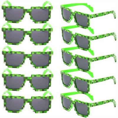 10-Pack 8-Bit Pixel Gamer Glasses Plastic Frame Decorative Eyewear Party Favors