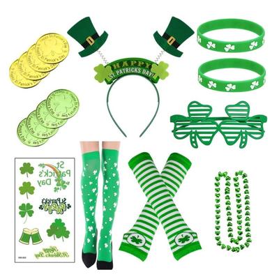 Green Costume Accessories for StPatrick Day Headband Necklace Wristband Irish National Day Celebration Festival Props