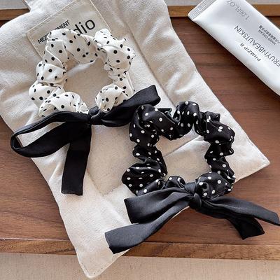 Temperament Polka Dot Bow Small Intestine Hair Band Girl Headband High Elastic Rubber Band Hair Rope Hair Accessories
