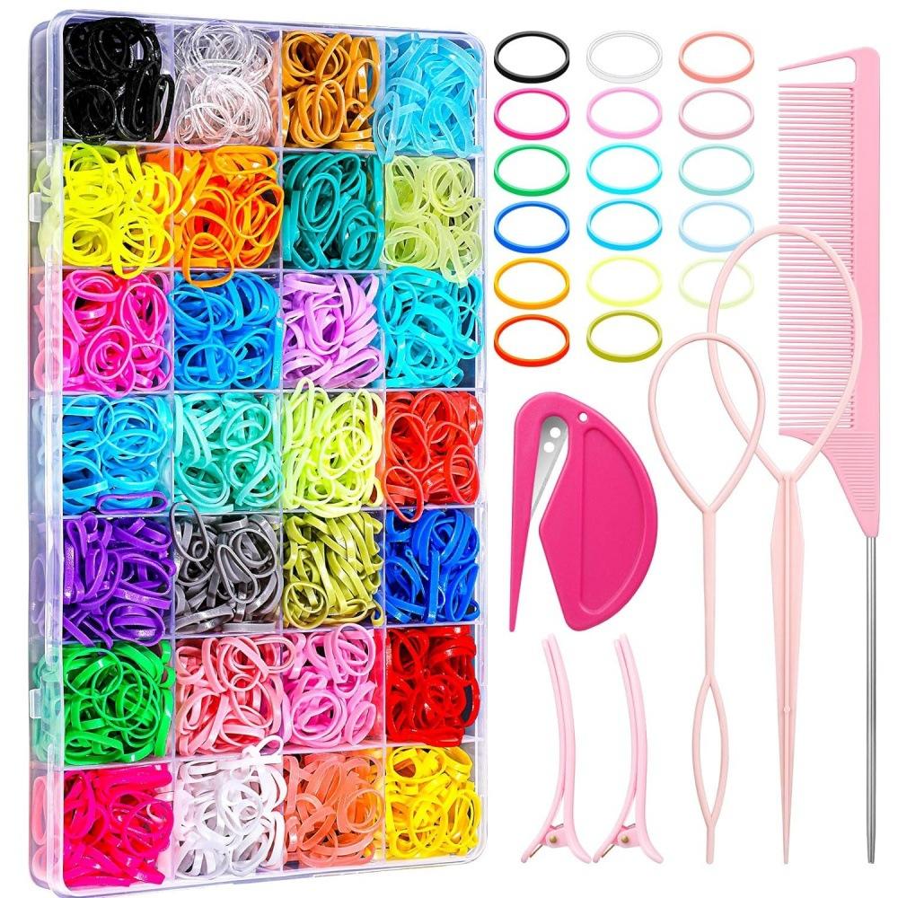 28-Color Gentle Hair Bands: Non-damaging, Disposable Rubber Bands for Braids and Hairstyles