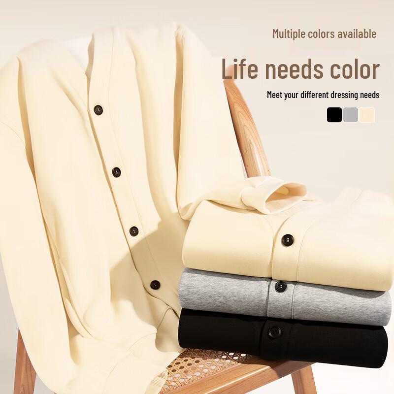 VANCL Men's Loose Fit V-Neck Cardigan Sweatshirt