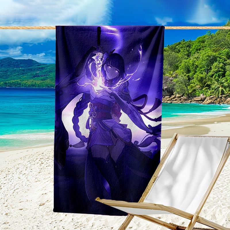 1pc Genshin Impact Beelzebul2 Beach Towel, Beach and Seaside Swimming Pool Equipment, Fashion Pattern, Rectangular, Travel Essentials