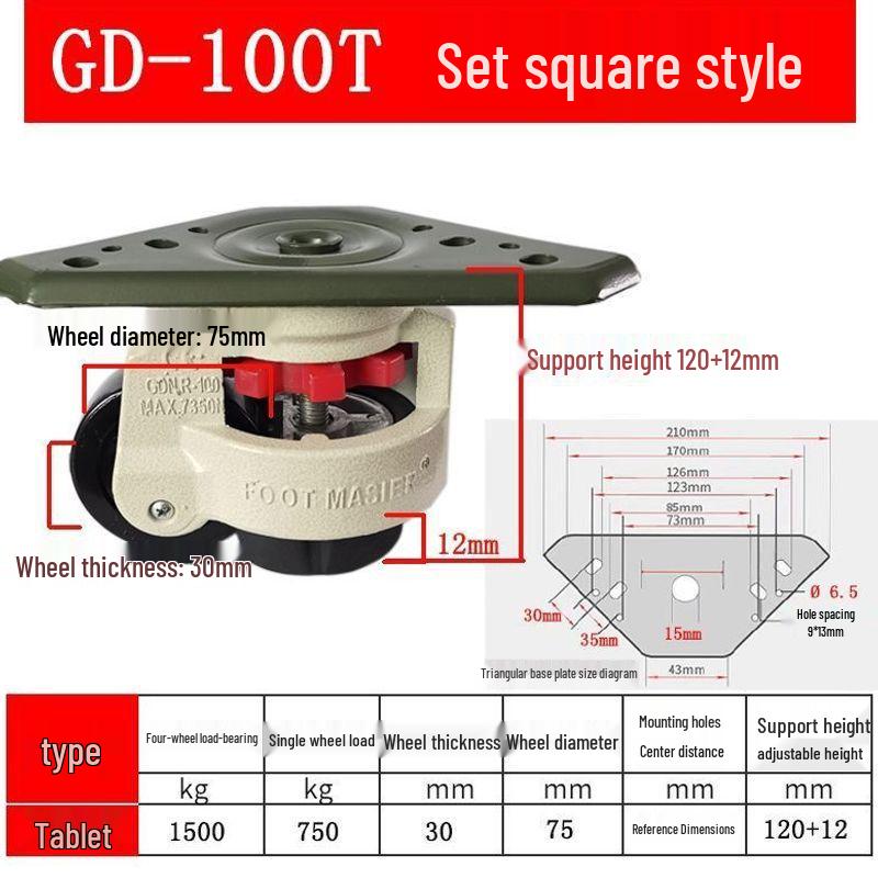 Fuma Wheel Universal Aluminum Pad Leveling Triangle Caster 40F 60F 80F 100F 120 Support Foot