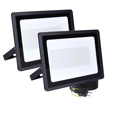 100W 15,000 Lumens 100V Ultra-Thin LED Floodlight, IP66 Waterproof, 6500K Daylight White, High Brightness, High Heat Dissipation, 120° Wide Angle,