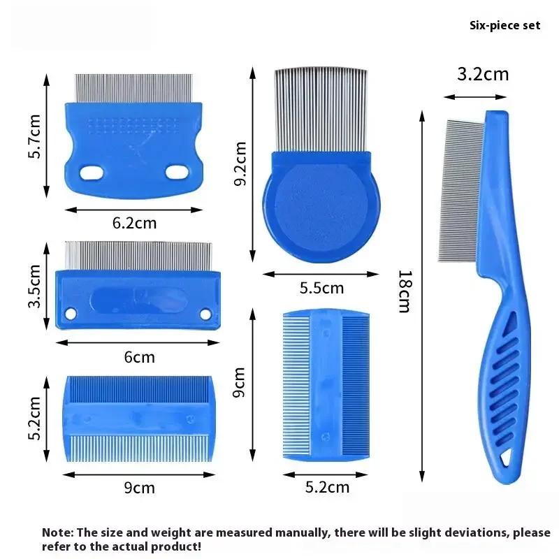 6Pcs/set Pet Flea Comb Stainless Steel Head Lice Comb Fine Tooth Dogs Cats Grooming Combs Dematting Tool Pet Dandruff Combs