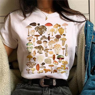 Paddenstoel t-shirt dames streetwear comic grappig T-shirt vrouwelijk Y2K tops Japanse strips grafische kleding Retro ronde hals print T-shirt