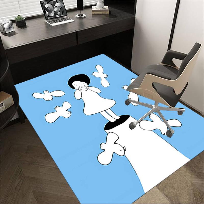 

1PC girl birds Non-Slip Floor Carpet Compatible for Office&Living Room&Dining room - Flat-Weave Machine- Soft & Pattern-E324 60cm by 90cm