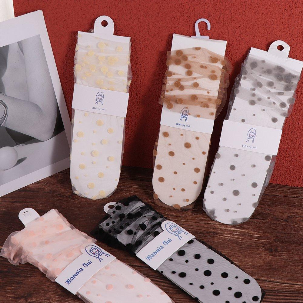 Sweet Transparent Women Mesh Chiffon Tulle Socks Dress Hosiery Nylon Dot Socks