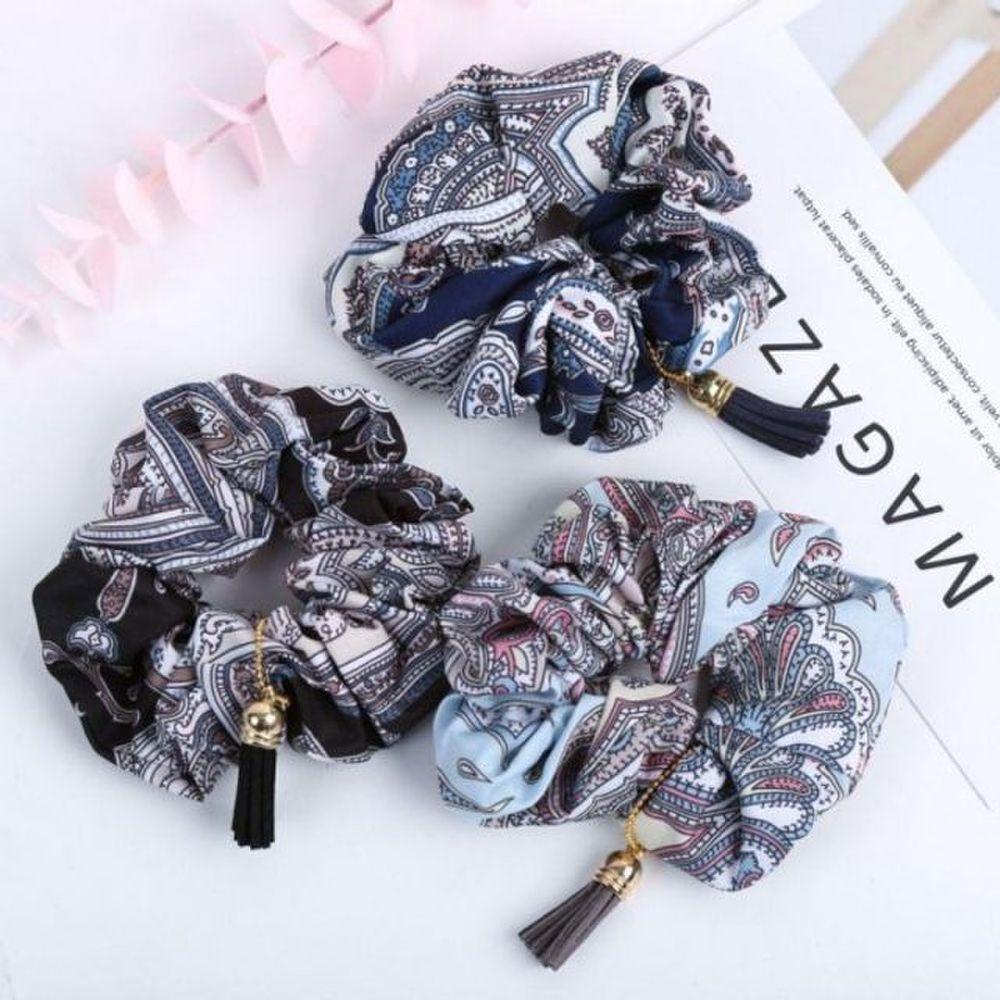 

Рекомендуемая резинка для волос гопчанг с кисточкой, простая и стильная резинка-скранчи Vintage Black