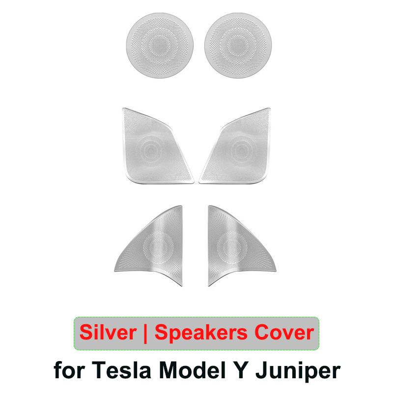 Car Stainless Steel Accessories for Tesla Model Y Juniper 2025 Speacker Cover Front Rear Speakers Air Oultet Protector Sticker