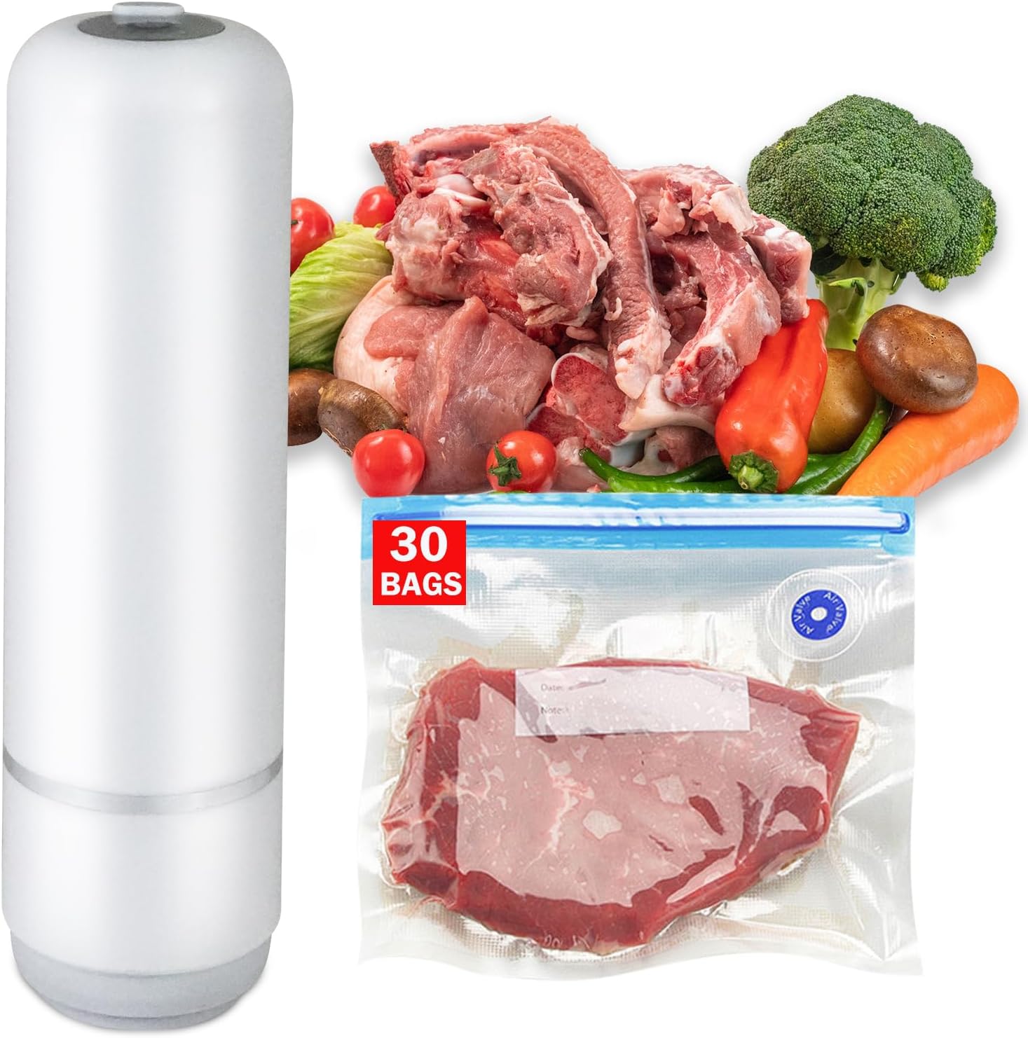 

Premium Vacuum Sealer for Food, Compact Food Storage System, 30 Reusable Sous United States