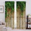 2pcs modern bamboo jacquard design printed curtains, pole bag curtains, home decoration, room decoration
