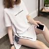 Print Long T Shirts Summer Women Loose Slit Femme Tops T-shirt Short Sleeve Ladies T-shirt