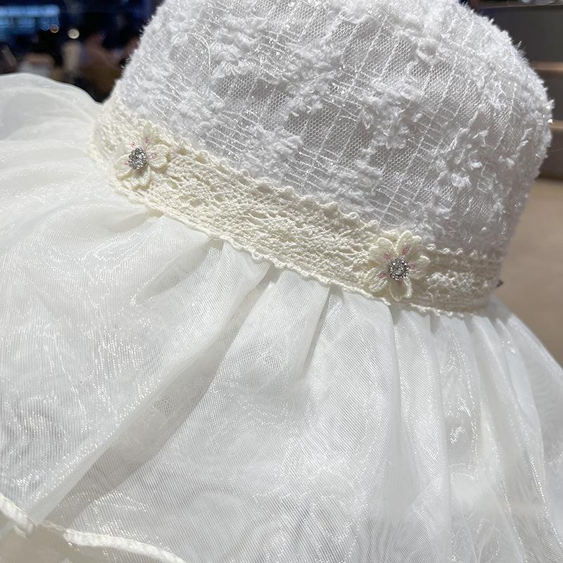 French bright silk flower webbing mesh gauze hat women's spring and summer seaside vacation sunshade sunscreen sun hat empty breathable hat