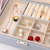 Desktop Jewelry Box Large Capacity Double-layered Jewelry Storage Box Ring Necklace Earrings Organizer Box Leather Material