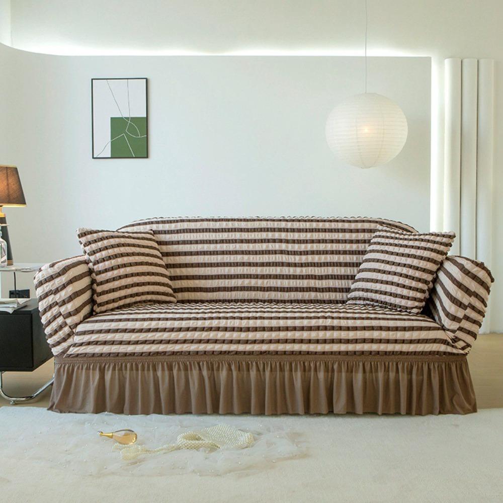 Premium Thick Bubble Gauze Sofa Cover Full Elastic Lace Universal Fit Sofa Protector All Season